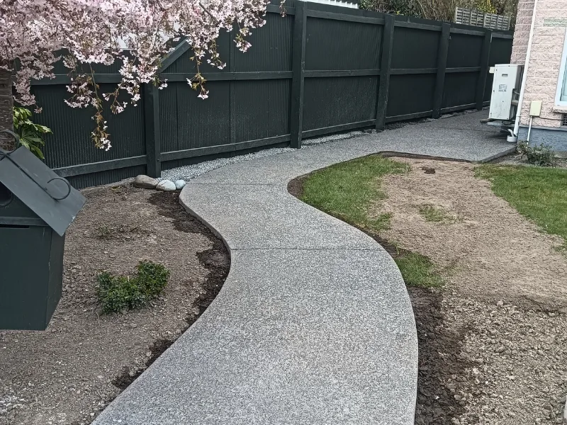 Exposed aggregate concrete path
