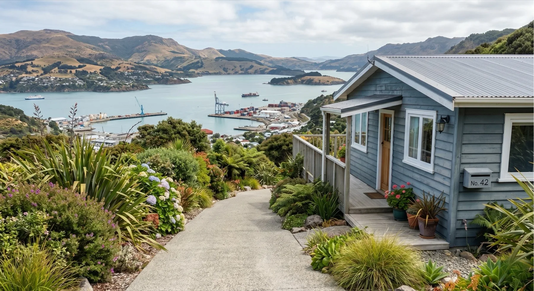 Concrete driveway and path at a coastal Canterbury home